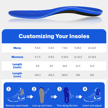 WalkHero 220+ lbs Medium Arch Support Inserts,Heavy Duty Plantar Fasciitis Insoles for Men Women,Orthotic Inserts for Pain Relief,Work Boot Insole with Heel Cushioning