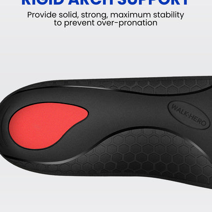 Arch Support Inserts for Men & Women - Plantar Fasciitis Insoles with Max Cushion, Orthotics for Heel Pain Relief, Shoe Insoles for Work Boots - WALKHERO