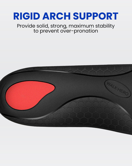 Arch Support Inserts for Men & Women - Plantar Fasciitis Insoles with Max Cushion, Orthotics for Heel Pain Relief, Shoe Insoles for Work Boots - WALKHERO