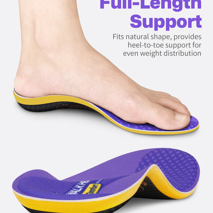 WalkHero 220+ lbs Medium Arch Support Inserts,Heavy Duty Plantar Fasciitis Insoles for Men Women,Orthotic Inserts for Pain Relief,Work Boot Insole with Heel Cushioning