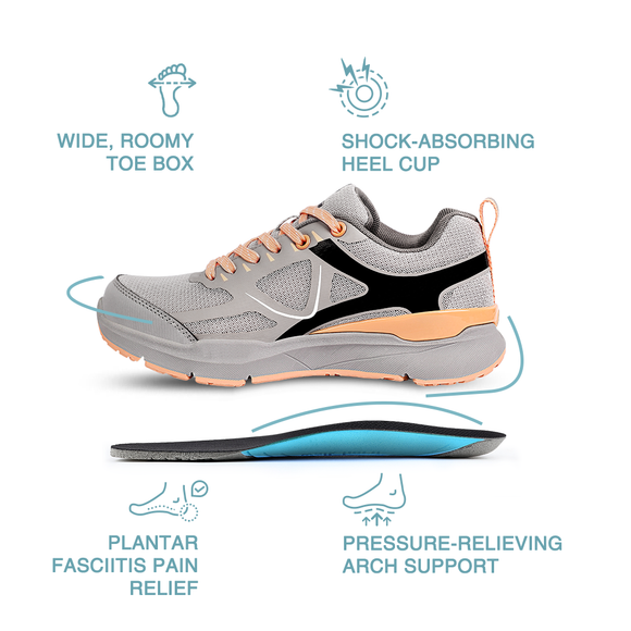 Women's Arch Support Wide Toe Box Sneakers - WALKHERO