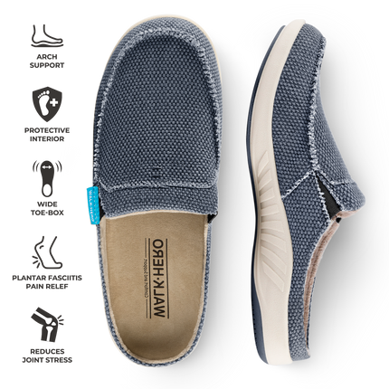 Men's Canvas Arch Support Slippers - BOGO - WALKHERO