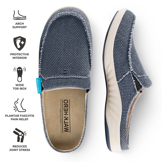 Men's Canvas Arch Support Slippers - BOGO - WALKHERO