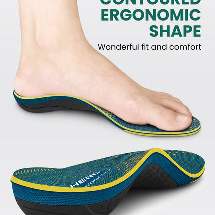 Arch Support Inserts for Men & Women - Plantar Fasciitis Insoles with Max Cushion, Orthotics for Heel Pain Relief, Shoe Insoles for Work Boots - WALKHERO