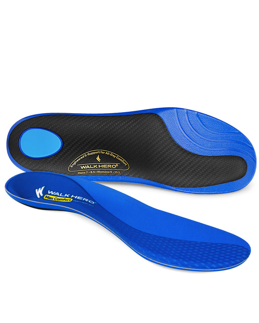 WalkHero 220+ lbs Medium Arch Support Inserts,Heavy Duty Plantar Fasciitis Insoles for Men Women,Orthotic Inserts for Pain Relief,Work Boot Insole with Heel Cushioning