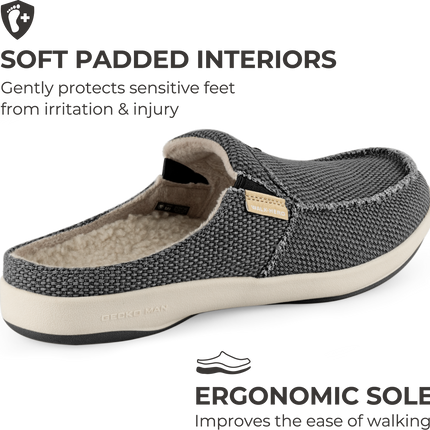 Men's Canvas Clog Slipper - Built-in Arch Support - WALKHERO