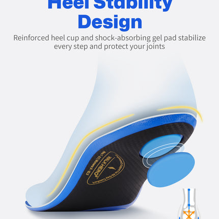 WalkHero 220+ lbs Medium Arch Support Inserts,Heavy Duty Plantar Fasciitis Insoles for Men Women,Orthotic Inserts for Pain Relief,Work Boot Insole with Heel Cushioning