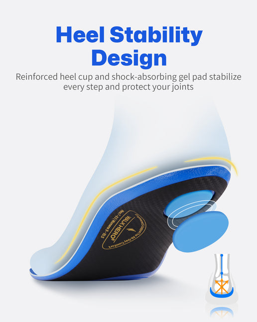 WalkHero 220+ lbs Medium Arch Support Inserts,Heavy Duty Plantar Fasciitis Insoles for Men Women,Orthotic Inserts for Pain Relief,Work Boot Insole with Heel Cushioning