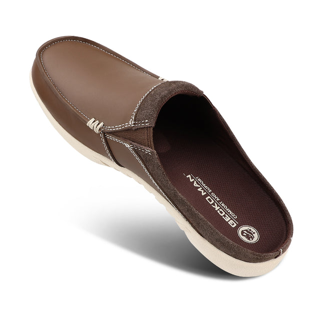 Men’s Leather Arch Support Slippers - WALKHERO