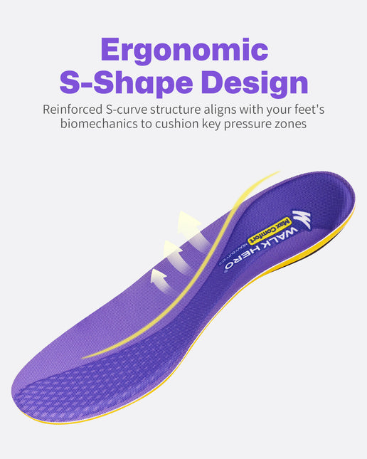 WalkHero 220+ lbs Medium Arch Support Inserts,Heavy Duty Plantar Fasciitis Insoles for Men Women,Orthotic Inserts for Pain Relief,Work Boot Insole with Heel Cushioning