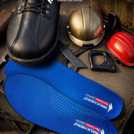 Arch Support Inserts for Men & Women - Plantar Fasciitis Insoles with Max Cushion, Orthotics for Heel Pain Relief, Shoe Insoles for Work Boots - WALKHERO