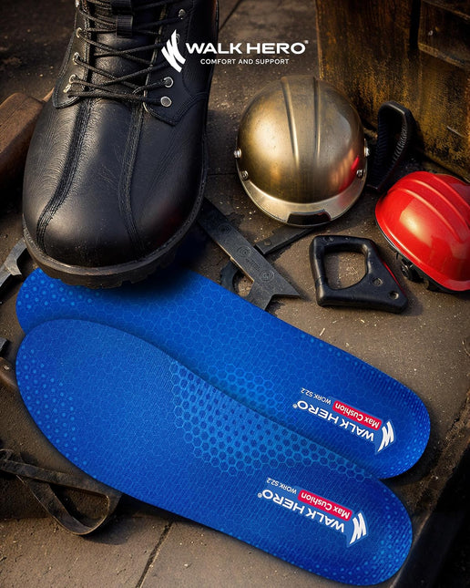 Arch Support Inserts for Men & Women - Plantar Fasciitis Insoles with Max Cushion, Orthotics for Heel Pain Relief, Shoe Insoles for Work Boots - WALKHERO