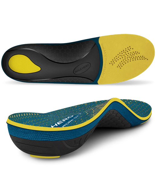 Arch Support Inserts for Men & Women - Plantar Fasciitis Insoles with Max Cushion, Orthotics for Heel Pain Relief, Shoe Insoles for Work Boots - WALKHERO