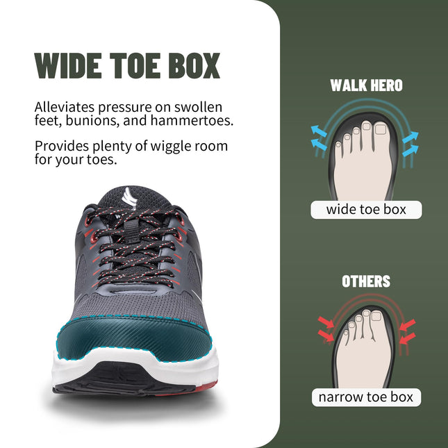 Men's Arch Support Wide Toe Box Shoes - WALKHERO