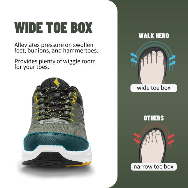 Men's Arch Support Wide Toe Box Shoes - WALKHERO